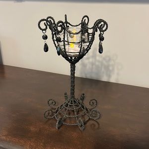 Black glitter tea light holder